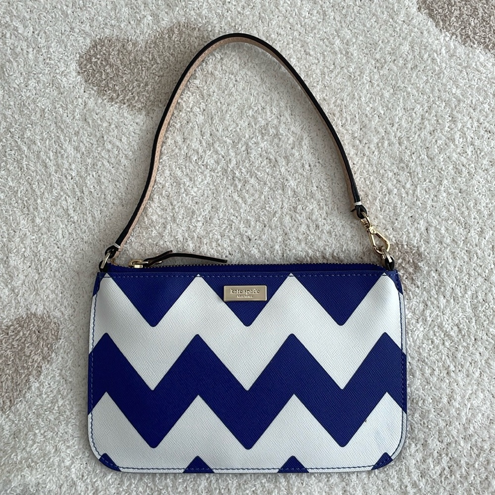 Kate Spade Blue and White Chevron Clutch/Mini Purse